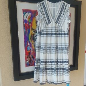 Cupshe Navy and White Striped Midi Dress